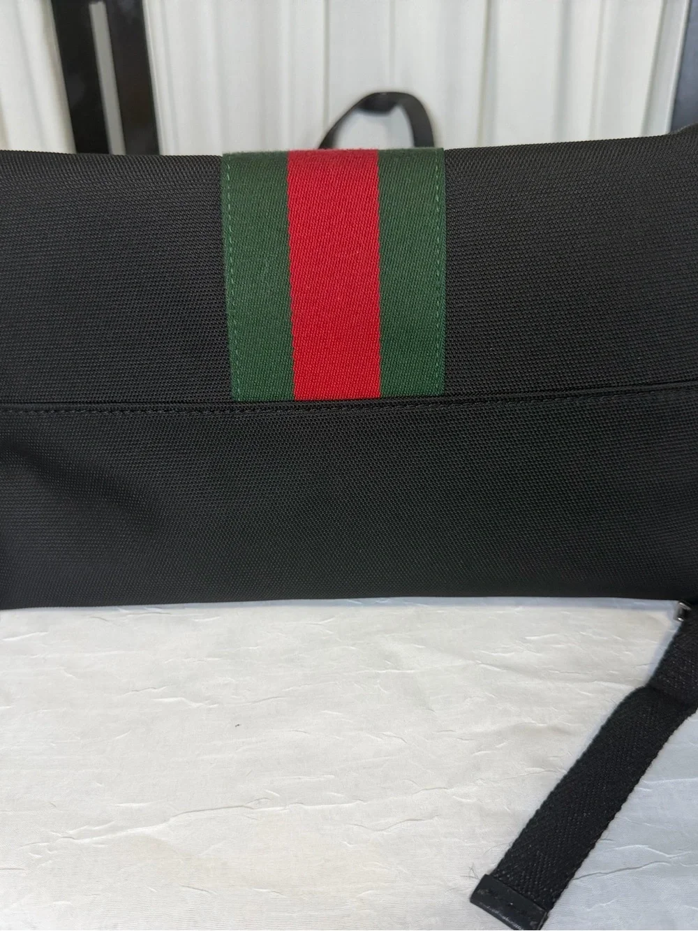 Unbranded Black Canvas Men's Backpack with Green and Red Accent